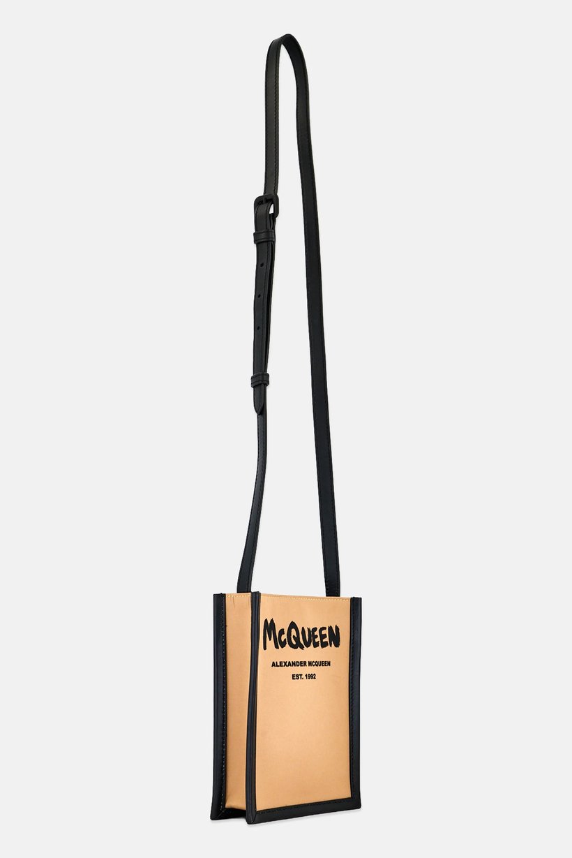 Men Brand Logo Crossbody Bags, Beige