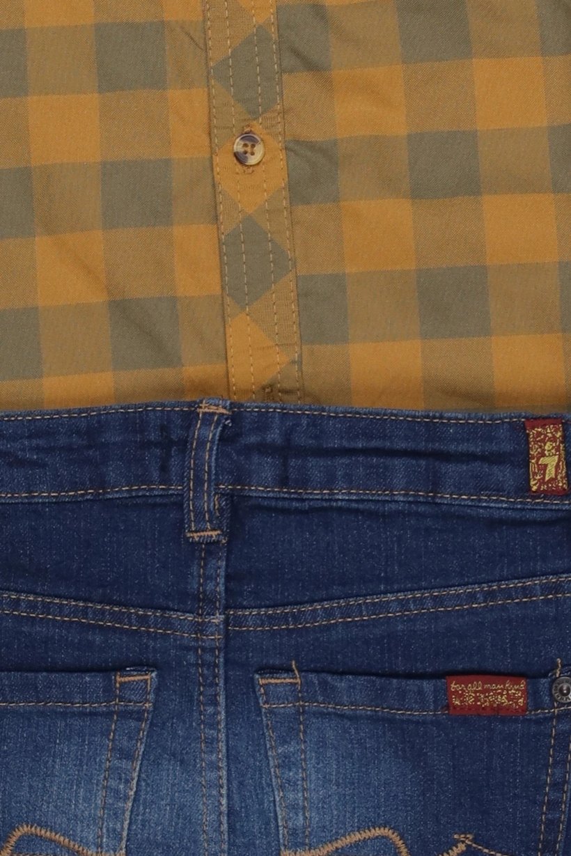 Toddlers Boy 2 Pcs Checkered Print Shirt And Jeans Set, Multicolor