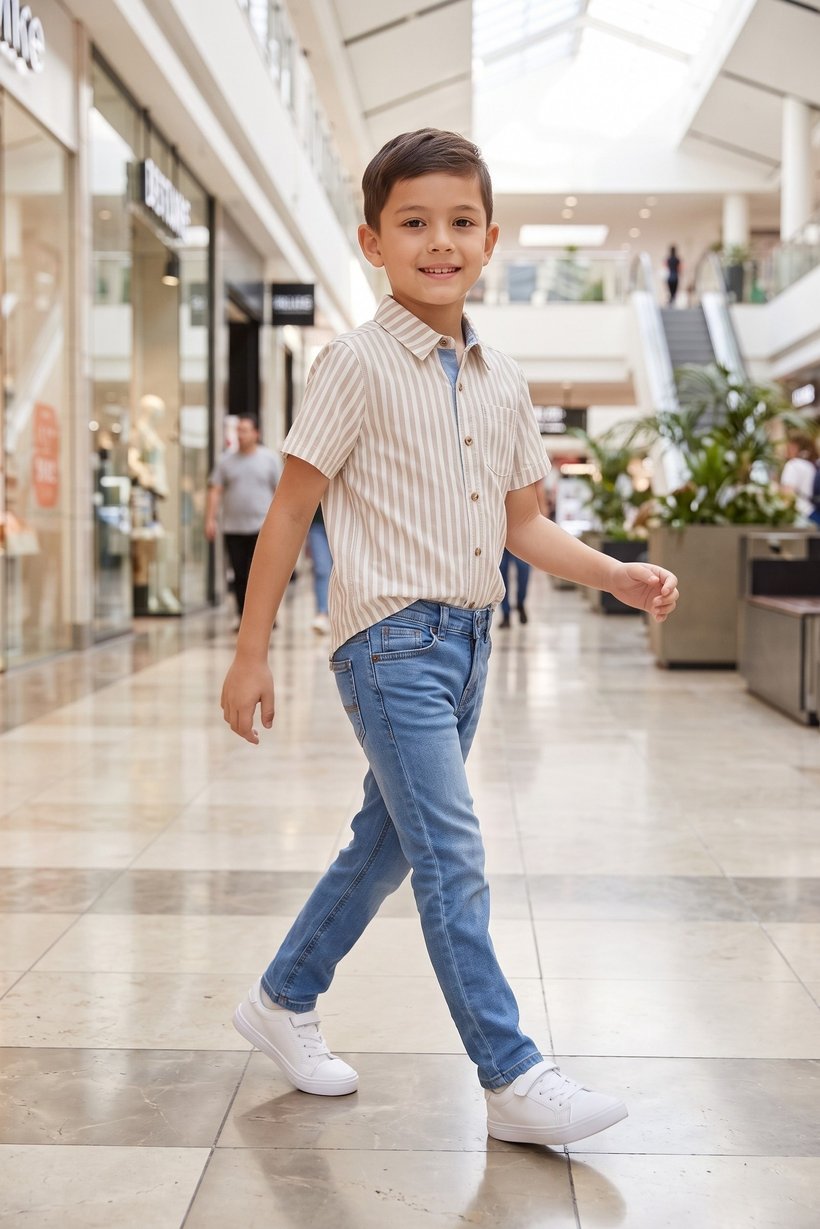 Kids Boy 2 Pieces Stripe Shirt And Jeans Set, Multiolor