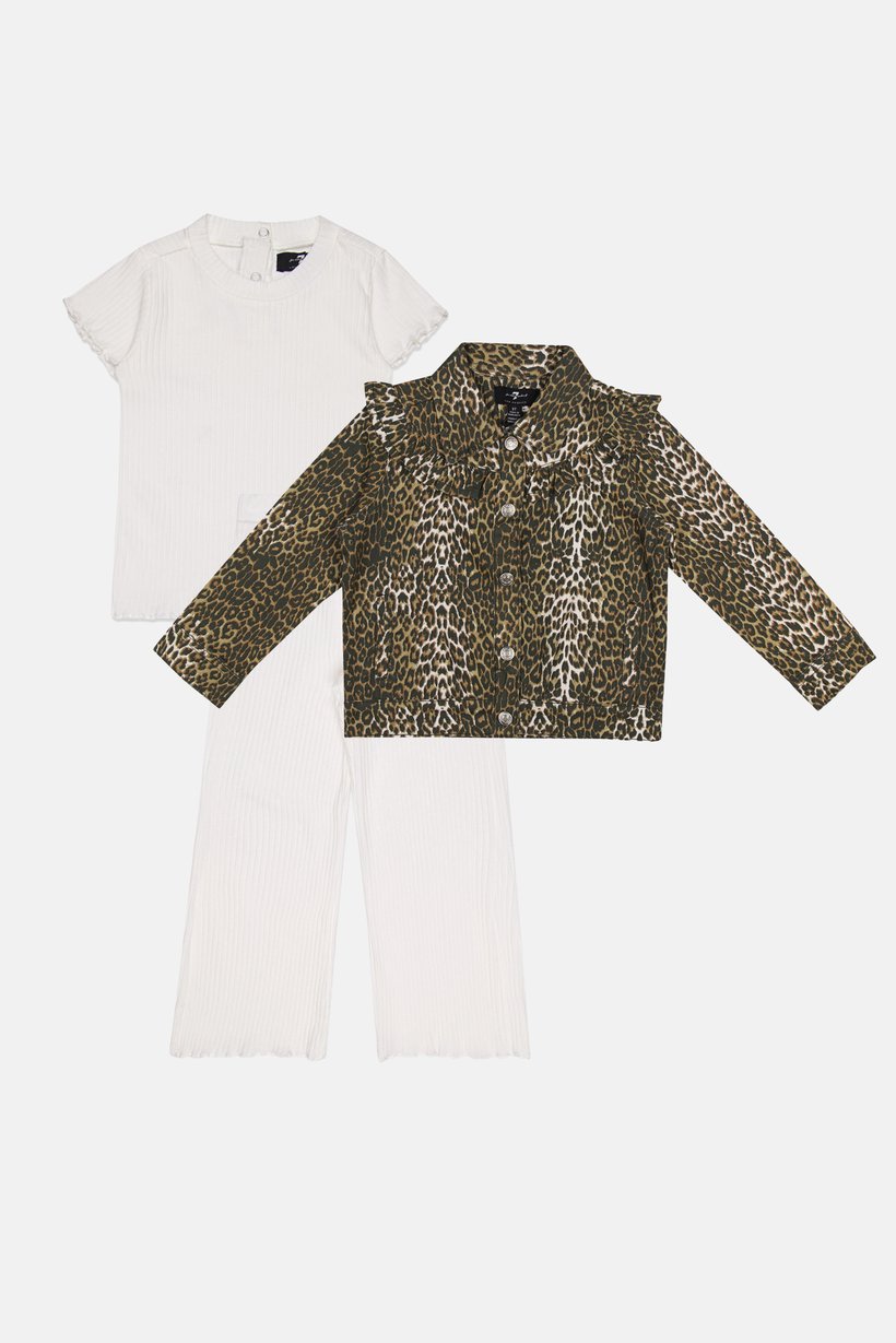 Toddlers Girl 3 Pieces Animal Printed Long Sleeve Tops And Pants Set, Multicolor