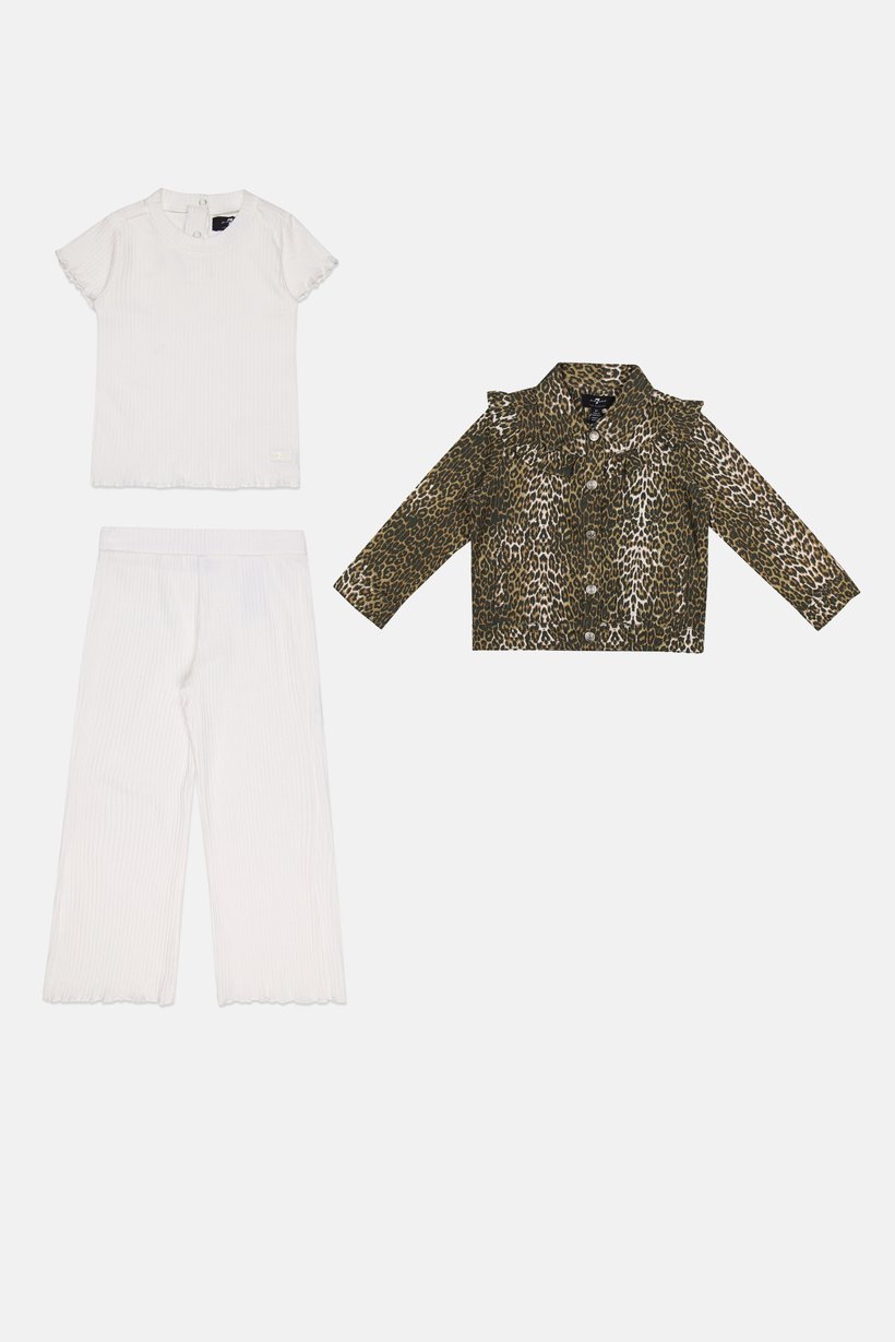 Toddlers Girl 3 Pieces Animal Printed Long Sleeve Tops And Pants Set, Multicolor