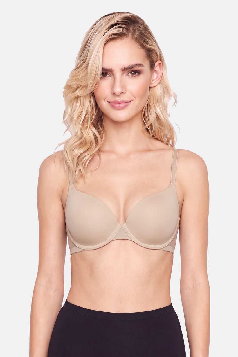 Essentials By Rene Rofe Women 3 Pcs Solid Padded Push Up Bra, Multicolor