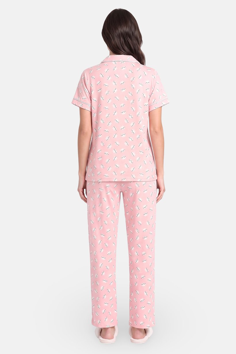 Women 3 Pcs Allover Print Top And Pant With Shorts Pajama Set, Multicolor