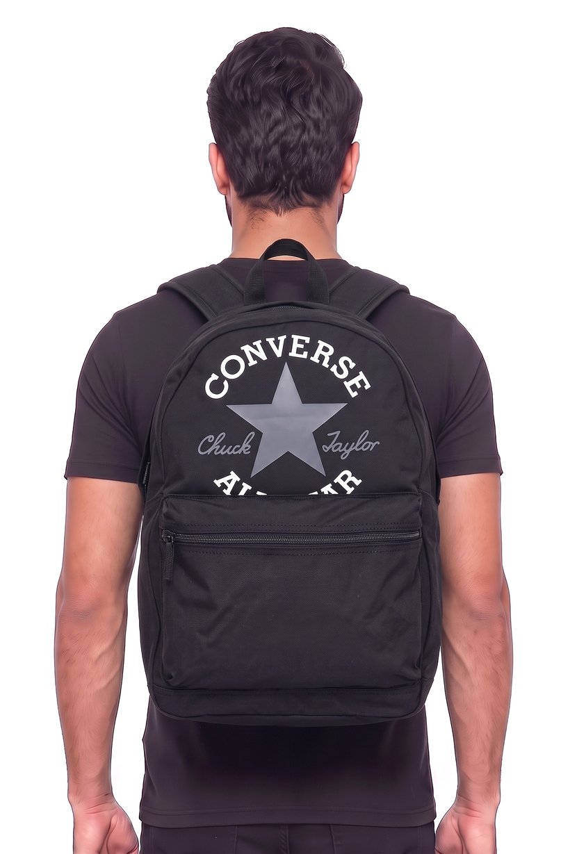 Men Brand Logo Backpack, Black