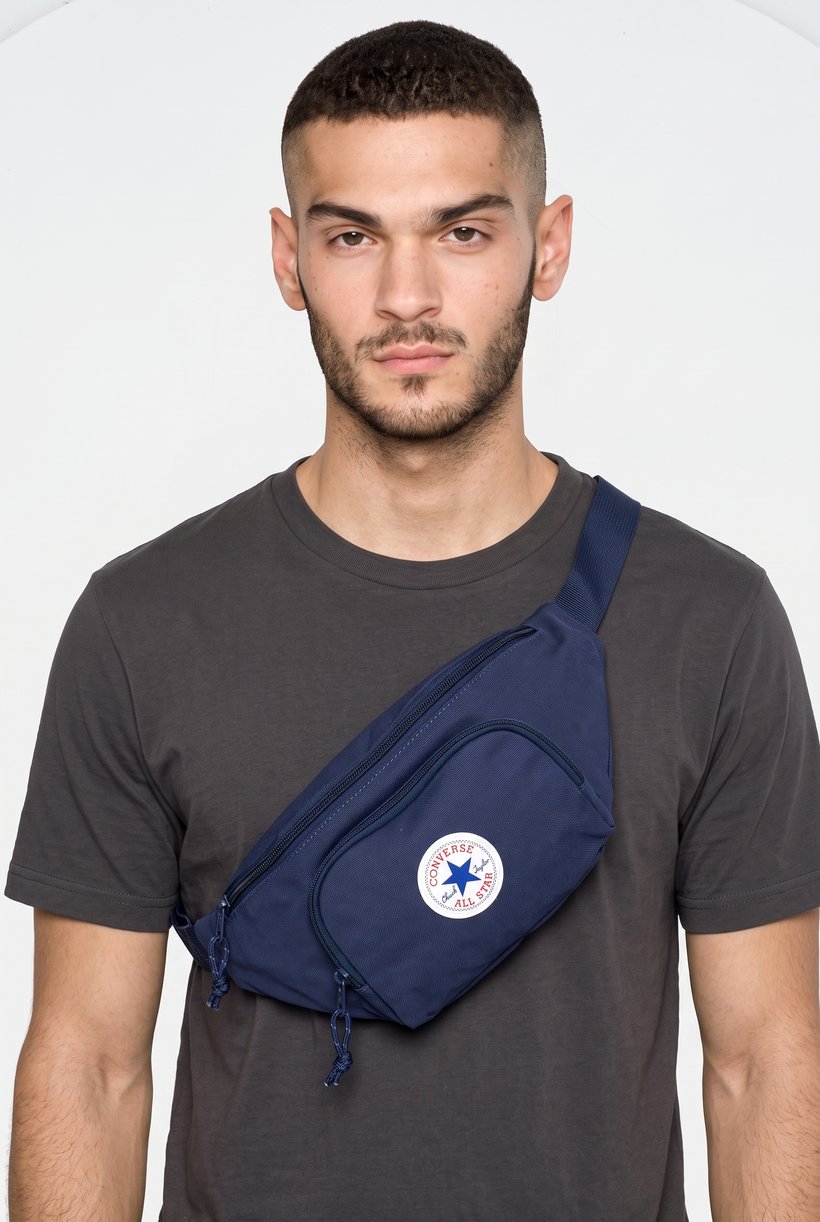 Men Brand Logo Fanny Bag, Navy