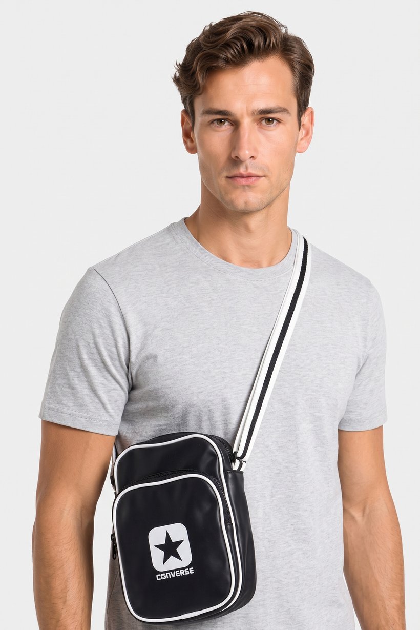 Men Brand Logo Cross Body Bag, Black