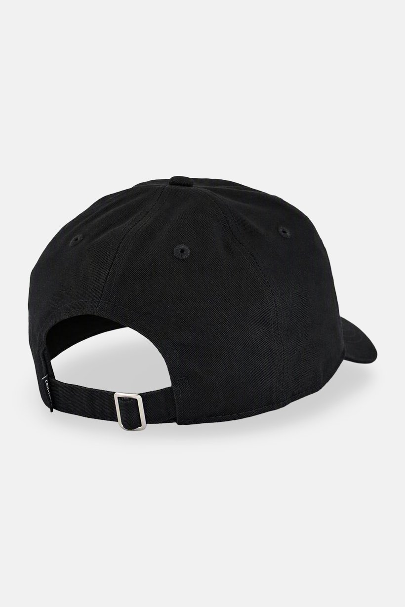 Men Brand Logo Adjustable Buckle Closure Cap, Black