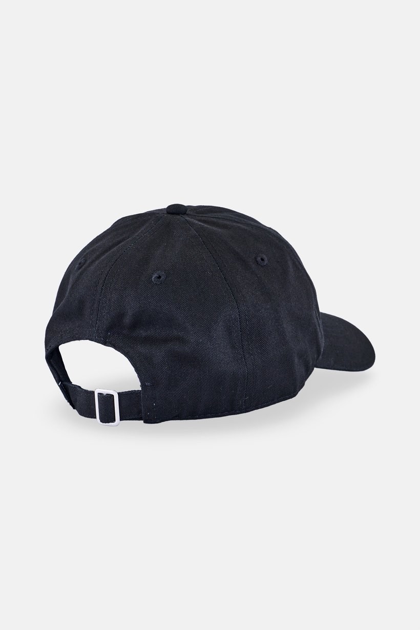 Men Embroidered Logo Adjustable Buckle Closure Cap, Black