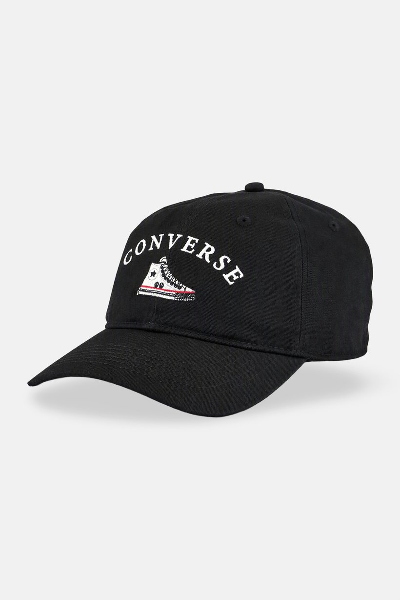 Men Embroidered Logo Adjustable Buckle Closure Cap, Black