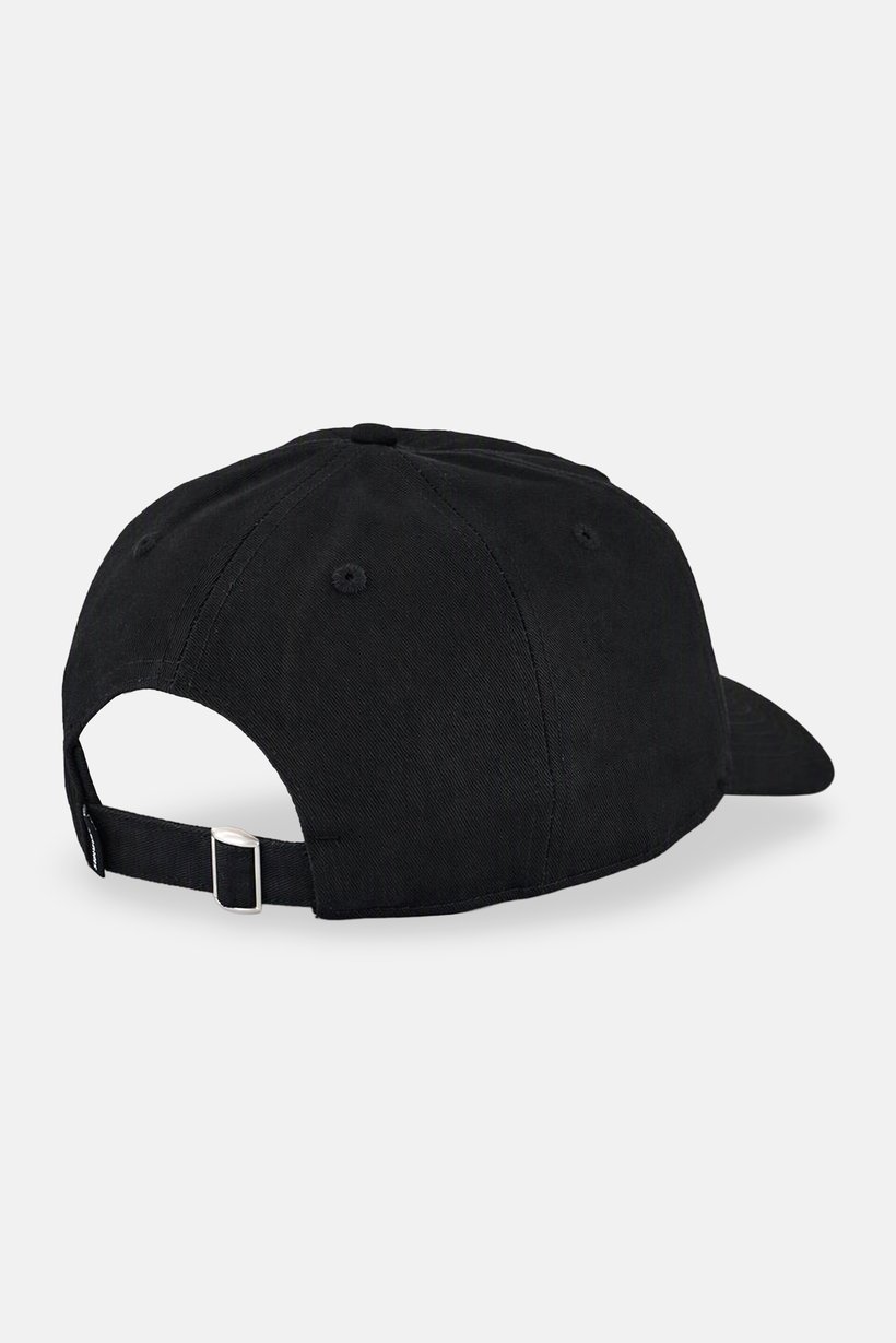 Men Embroidered Logo Adjustable Buckle Closure Cap, Black