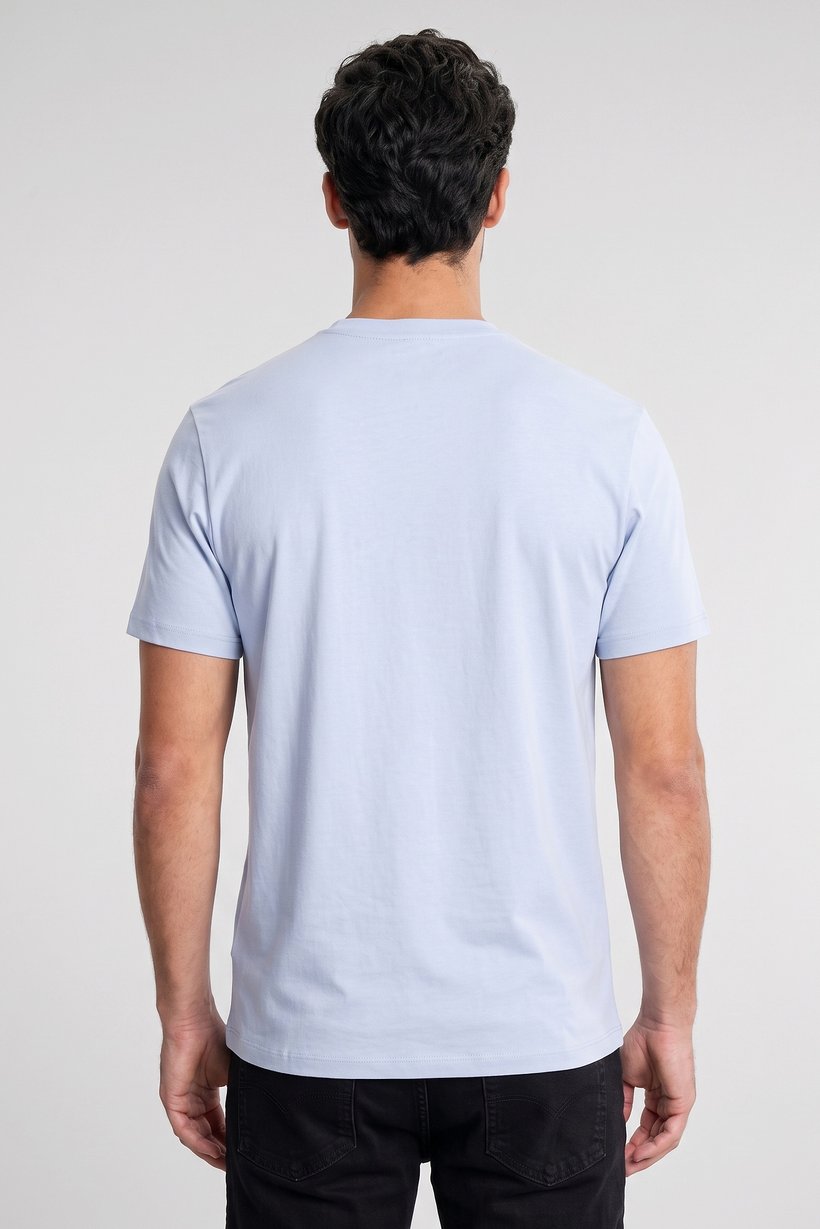 Calvin Klein Jeans Men Crew Neck Short Sleeve Brand Logo T-Shirt, Misty Blue