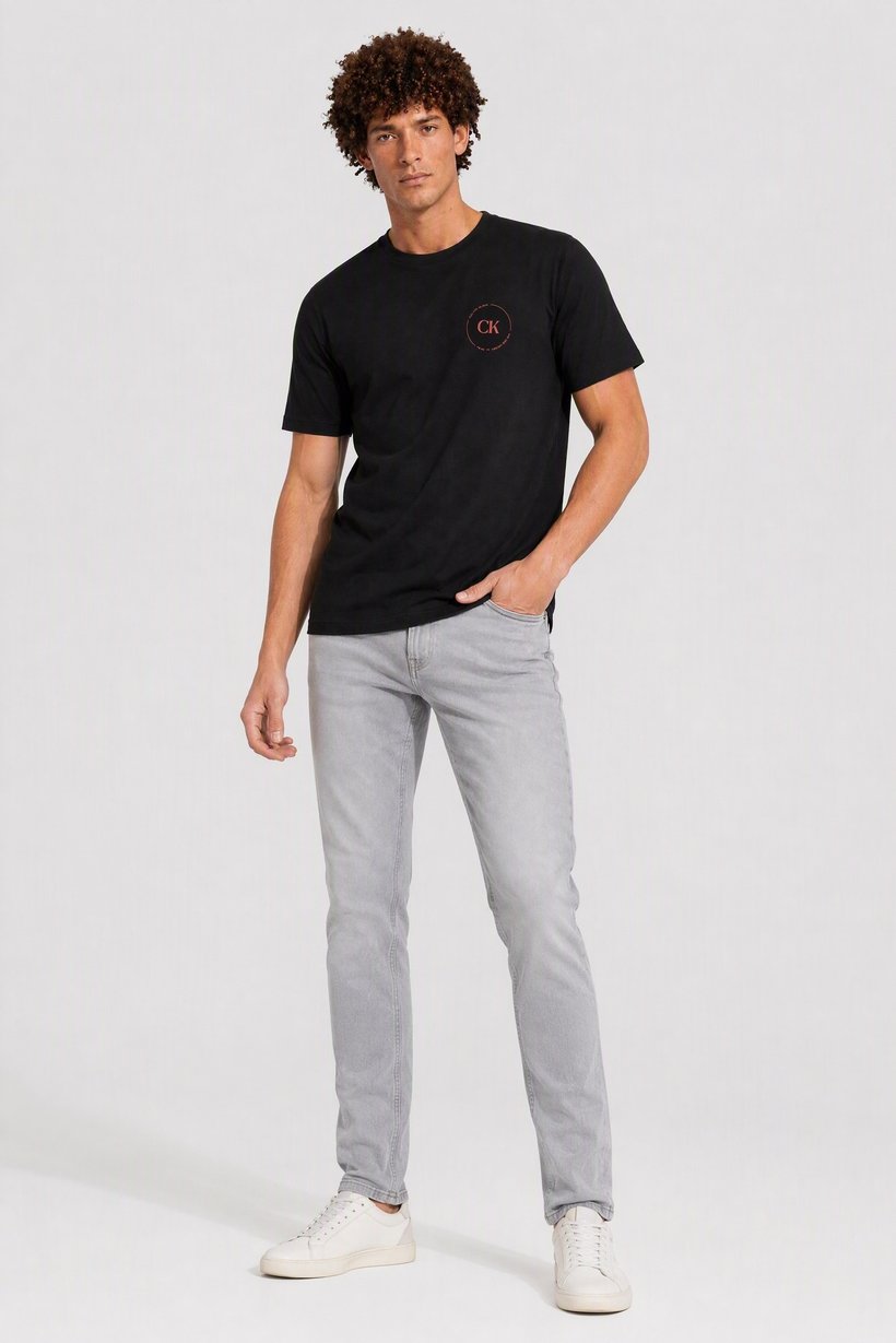 Calvin Klein Jeans Men Crew Neck Short Sleeve Brand Logo T-Shirt, Black