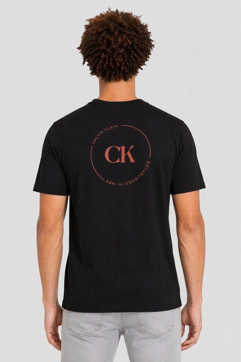 Calvin Klein Jeans Men Crew Neck Short Sleeve Brand Logo T-Shirt, Black