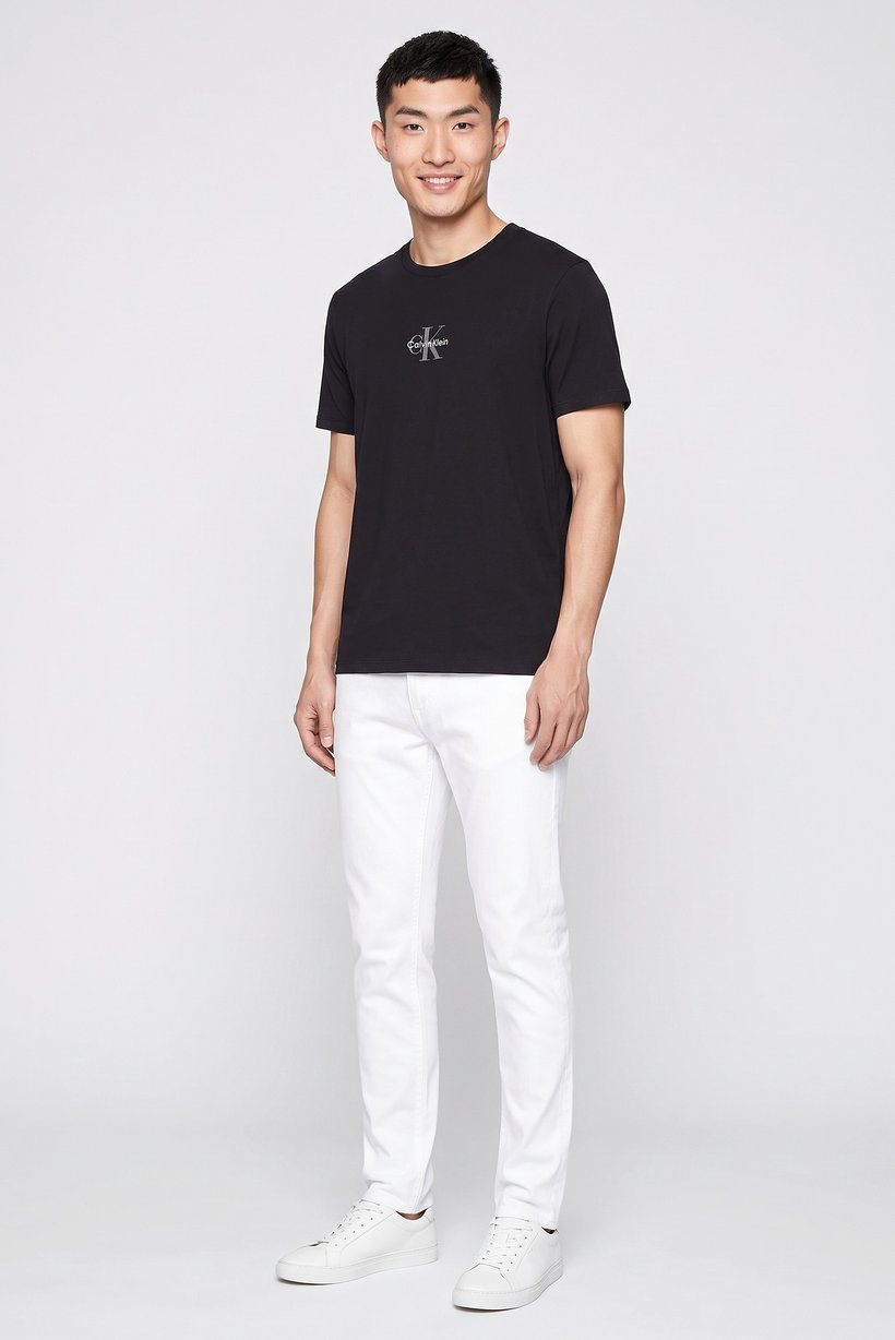 Calvin Klein Jeans Men Crew Neck Short Sleeve Brand Logo T-Shirt, Black