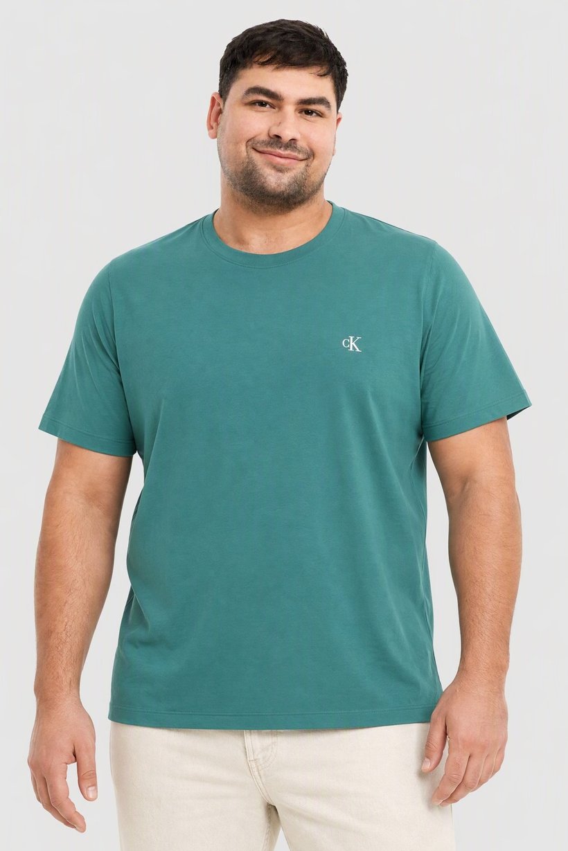 Calvin Klein Jeans Men Crew Neck Short Sleeve Embroidered Logo T-Shirt, Green
