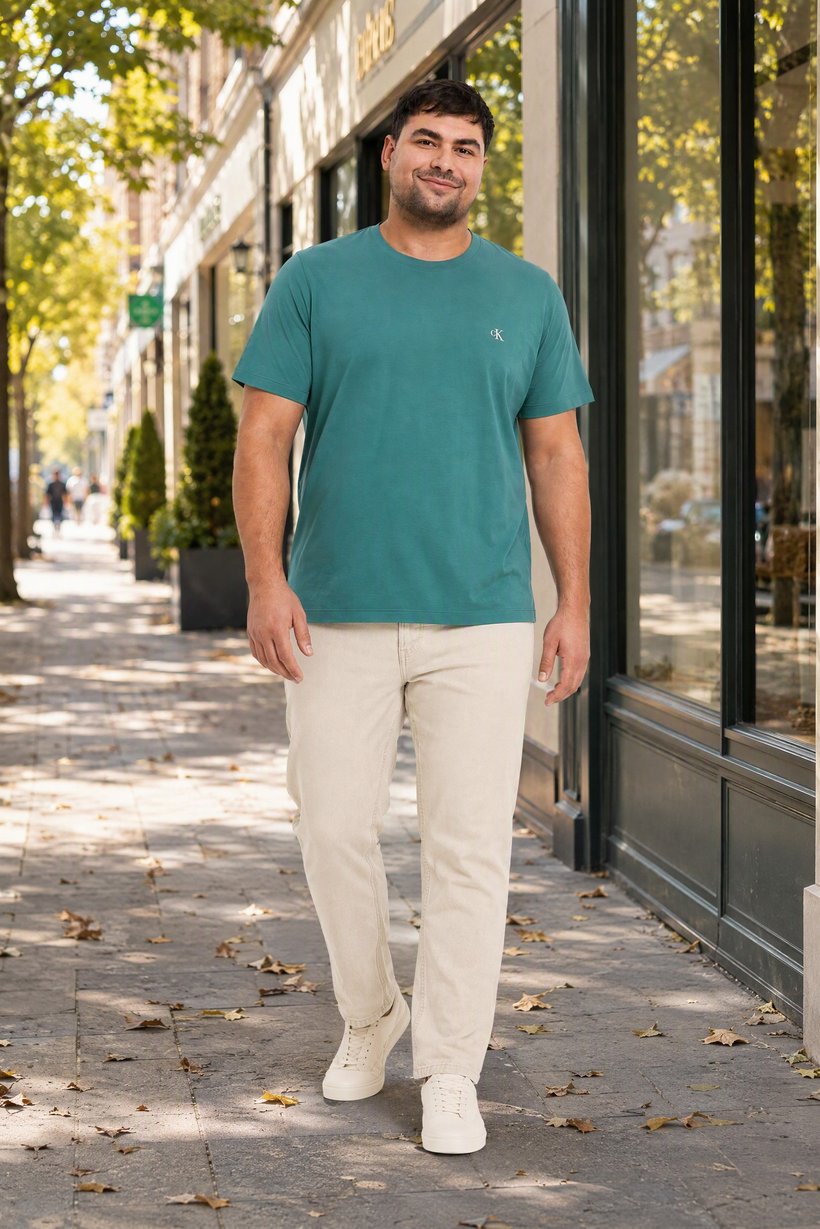Calvin Klein Jeans Men Crew Neck Short Sleeve Embroidered Logo T-Shirt, Green