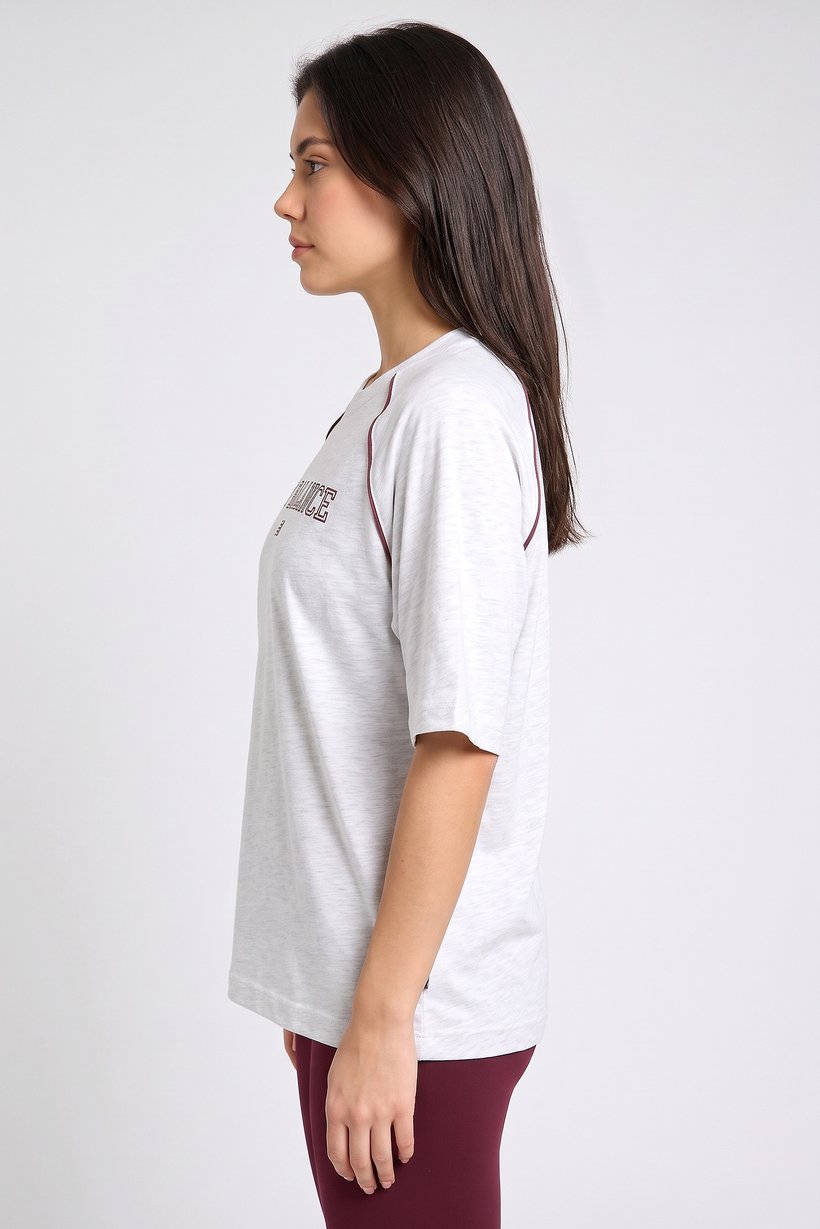 Women Oversized Fit Short Sleeve Outdoor T-Shirt, Light Grey