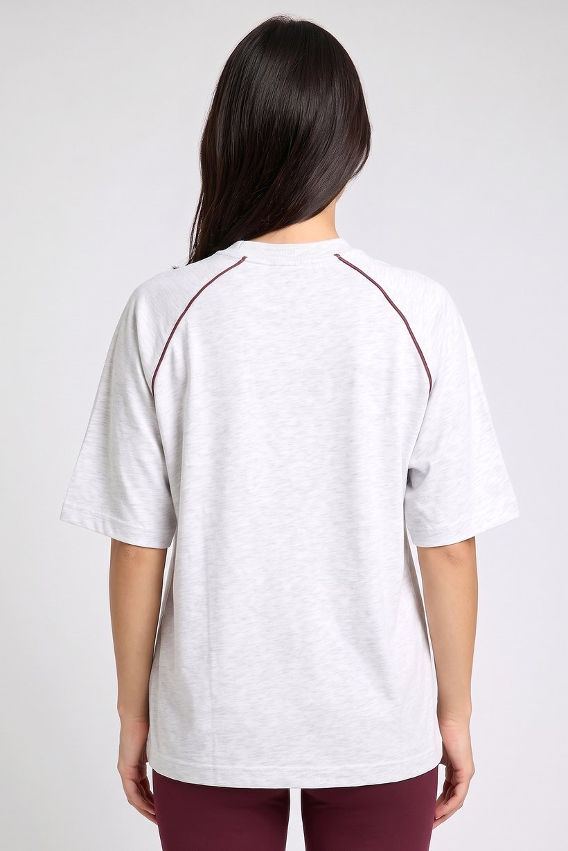 Women Oversized Fit Short Sleeve Outdoor T-Shirt, Light Grey