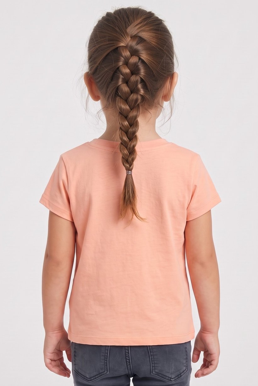 Toddlers Girl Short Sleeve Graphic Print Top, Peach