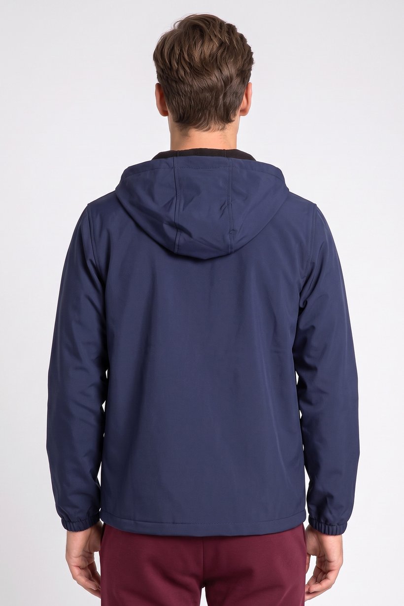 Men Sportswear Fit Outdoor Soft Shell Jacket, Navy Blue