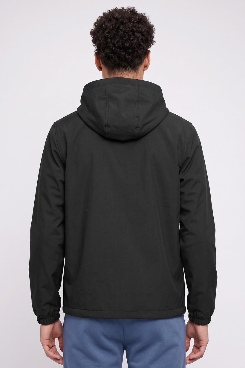 Men Sportswear Fit Outdoor Soft Shell Jacket, Black