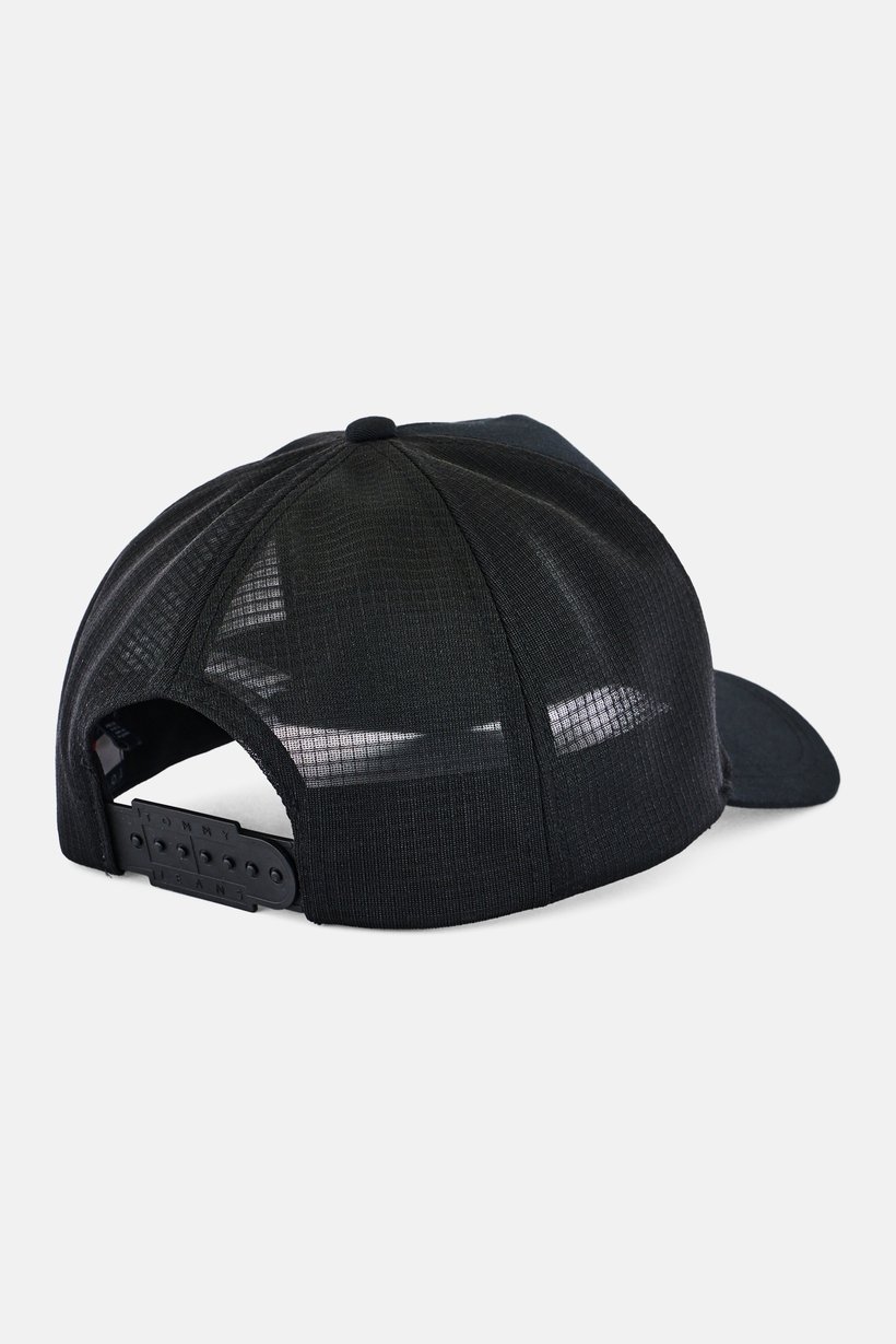 Men Embroidered Logo Adjustable Buckle Closure Cap, Black