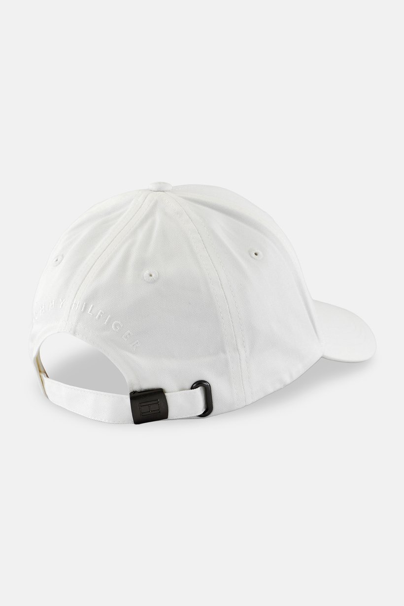Men Embroidered Logo Adjustable Buckle Closure Cap, White