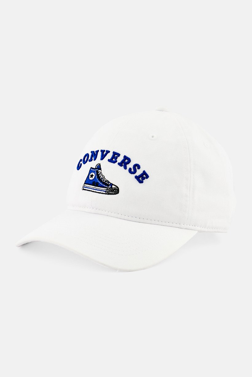 Men Embroidered Logo Adjustable Buckle Closure Cap, White