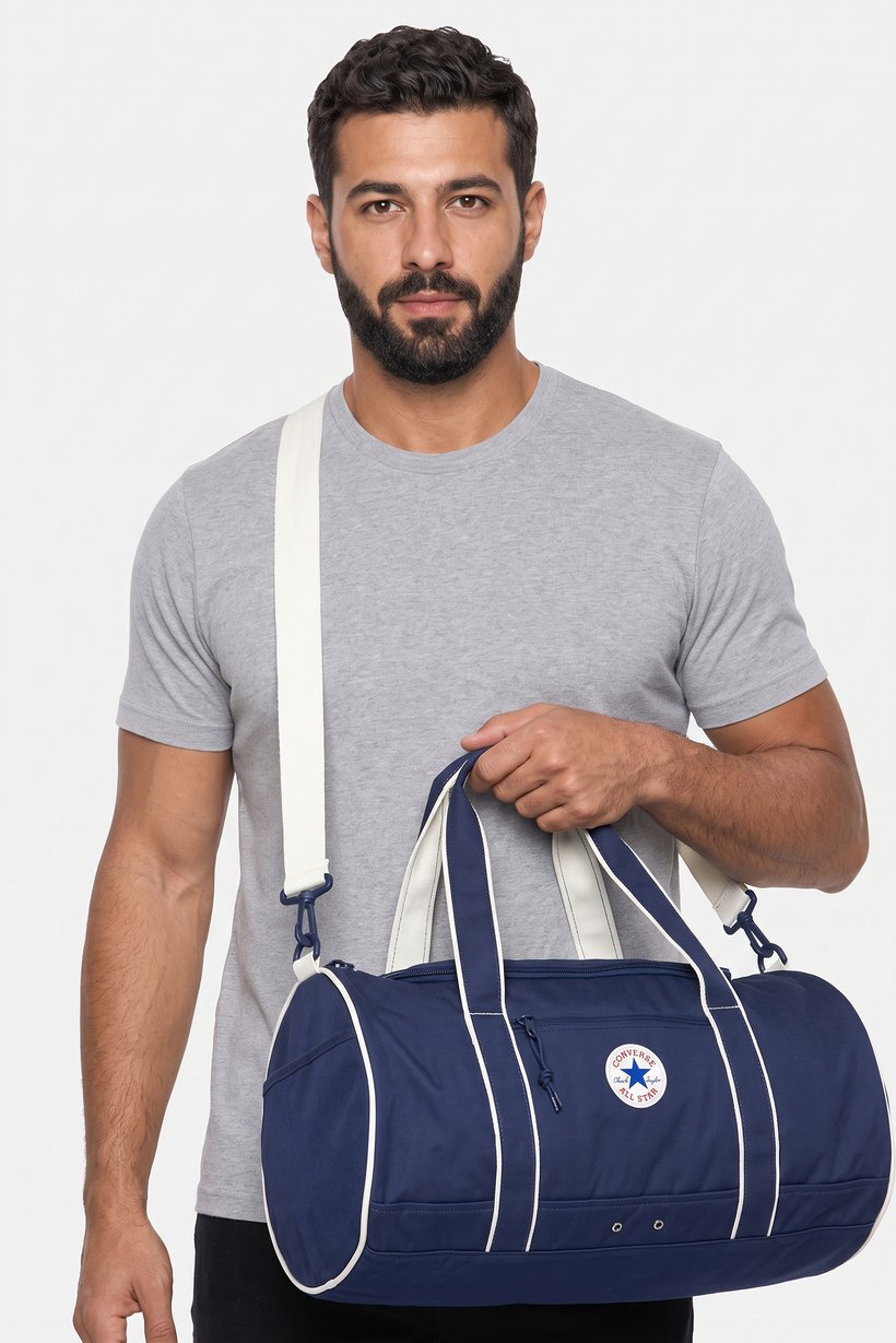 Men Brand Logo Duffle Bag, Navy