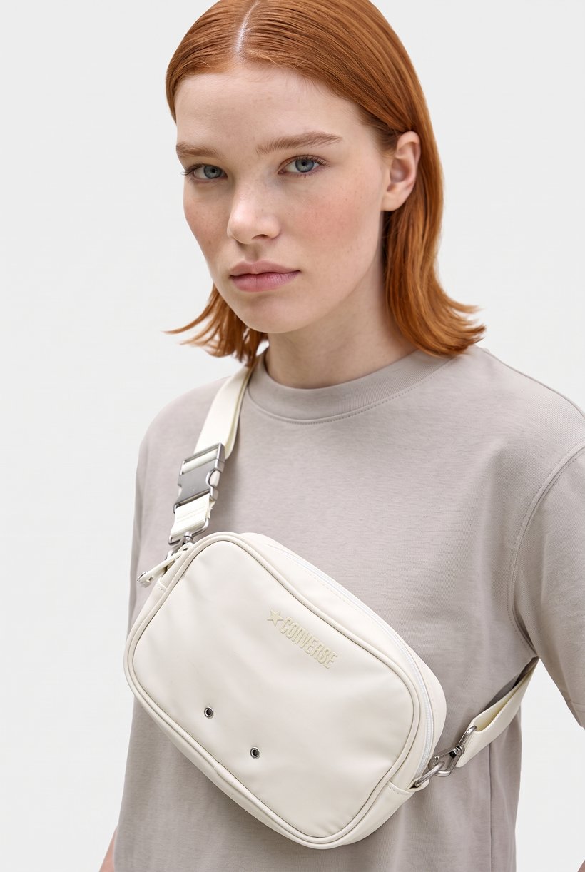 Women Brand Logo Cross Body Bag, Cream