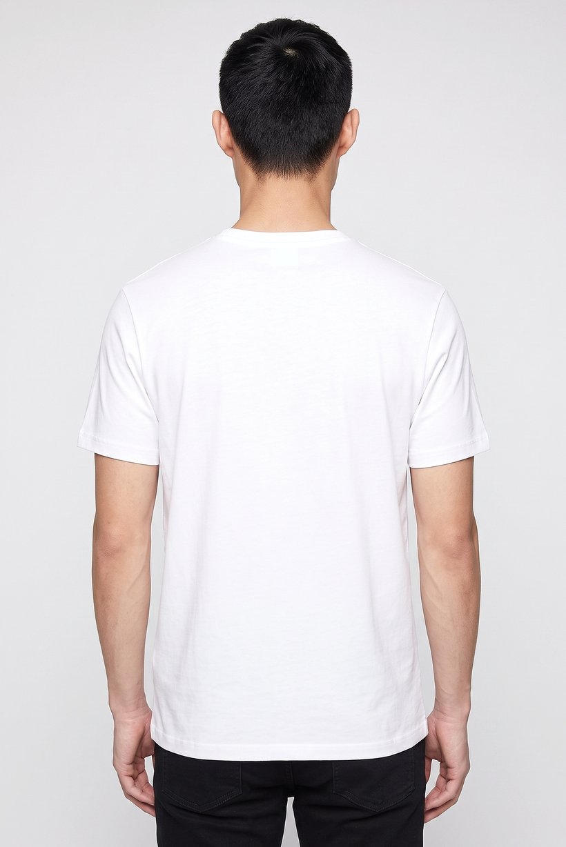 Men Crew Neck Short Sleeve Brand Logo T-Shirt, White