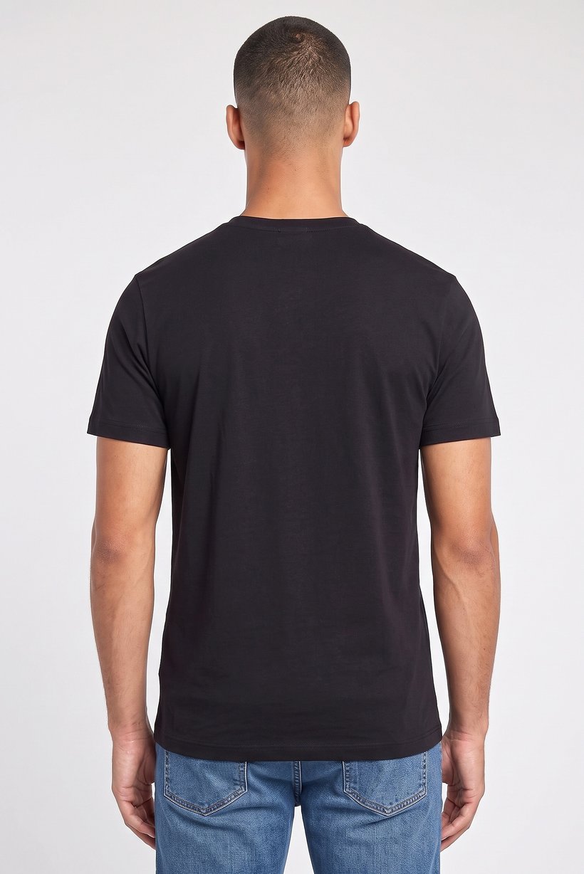Men Crew Neck Short Sleeve Brand Logo T-Shirt, Black