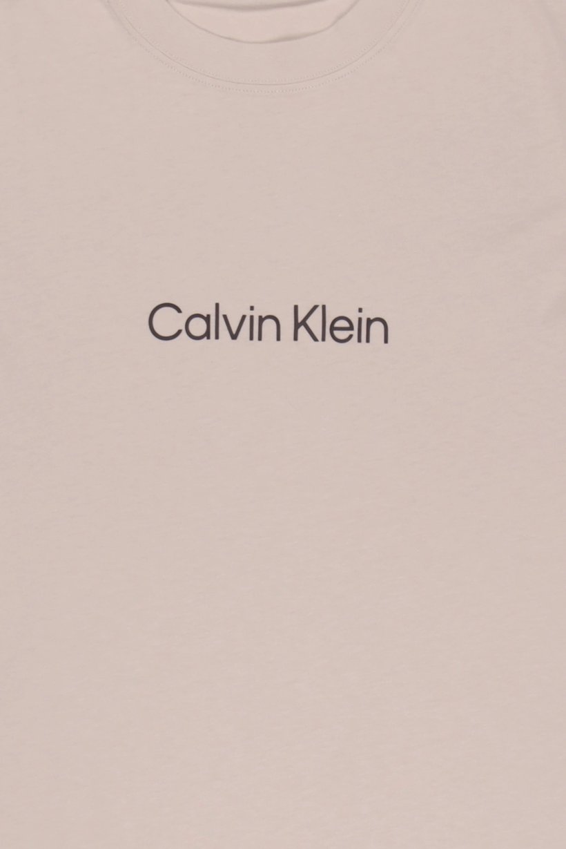 Men Crew Neck Short Sleeve Brand Logo T-Shirt, Beige