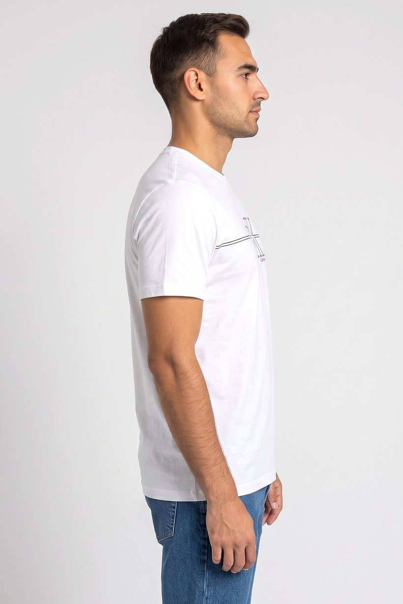 Calvin Klein Jeans Men Crew Neck Short Sleeve Brand Logo T-Shirt, White