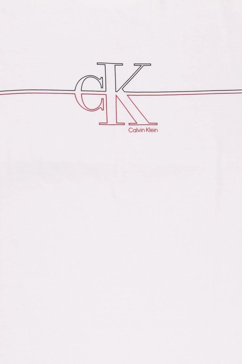 Calvin Klein Jeans Men Crew Neck Short Sleeve Brand Logo T-Shirt, White