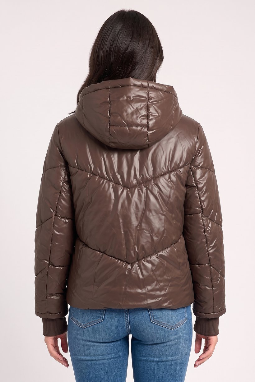 Women Quilted Puffer Jackets, Brown