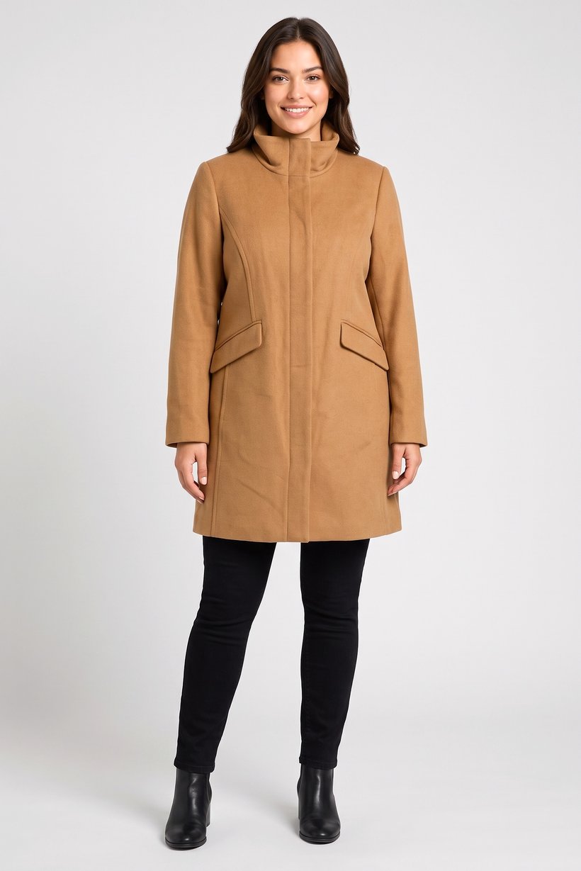 Women Solid Trench Coat, Brown