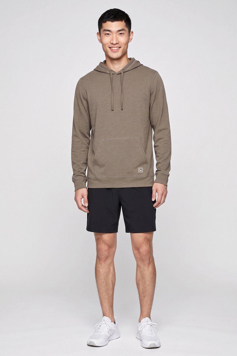 Men Sportswear  Fit Long Sleeve Outdoor Hoodie, Taupe