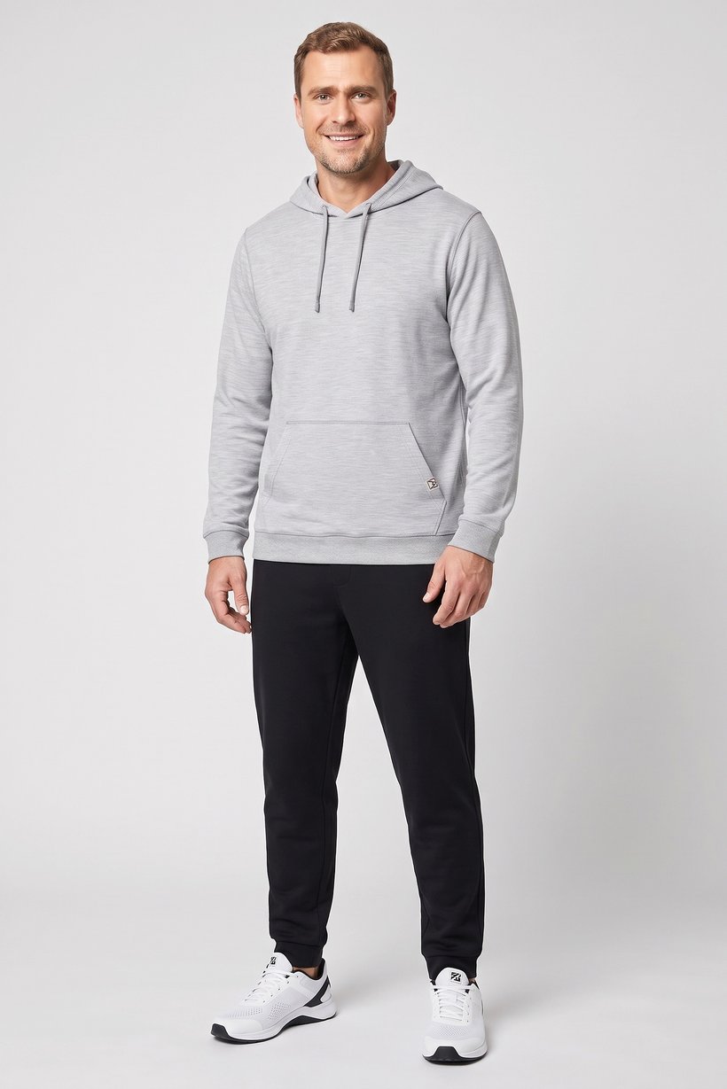Men Sportswear Fit Long Sleeve Training Hoodie, Light Grey