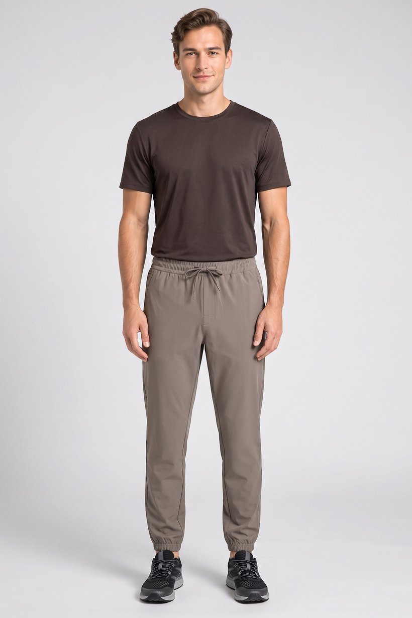 Men Sportswear Fit Training Track Pants, Taupe