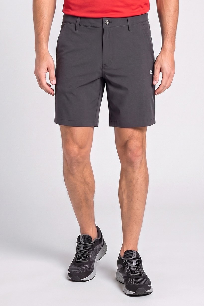 Men Sportswear Fit Brand Logo Walking Shorts, Dark Grey
