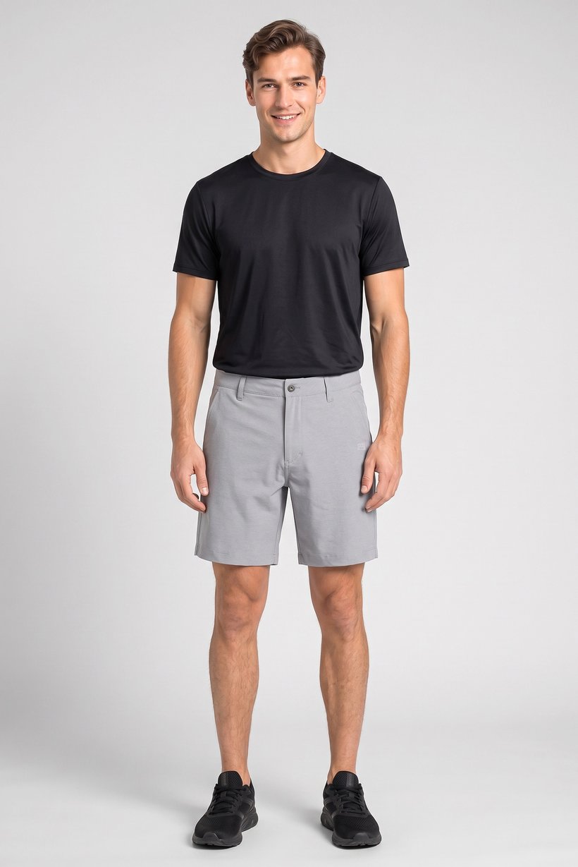 Men Sportswear Fit Brand Logo Walking Shorts,  Grey
