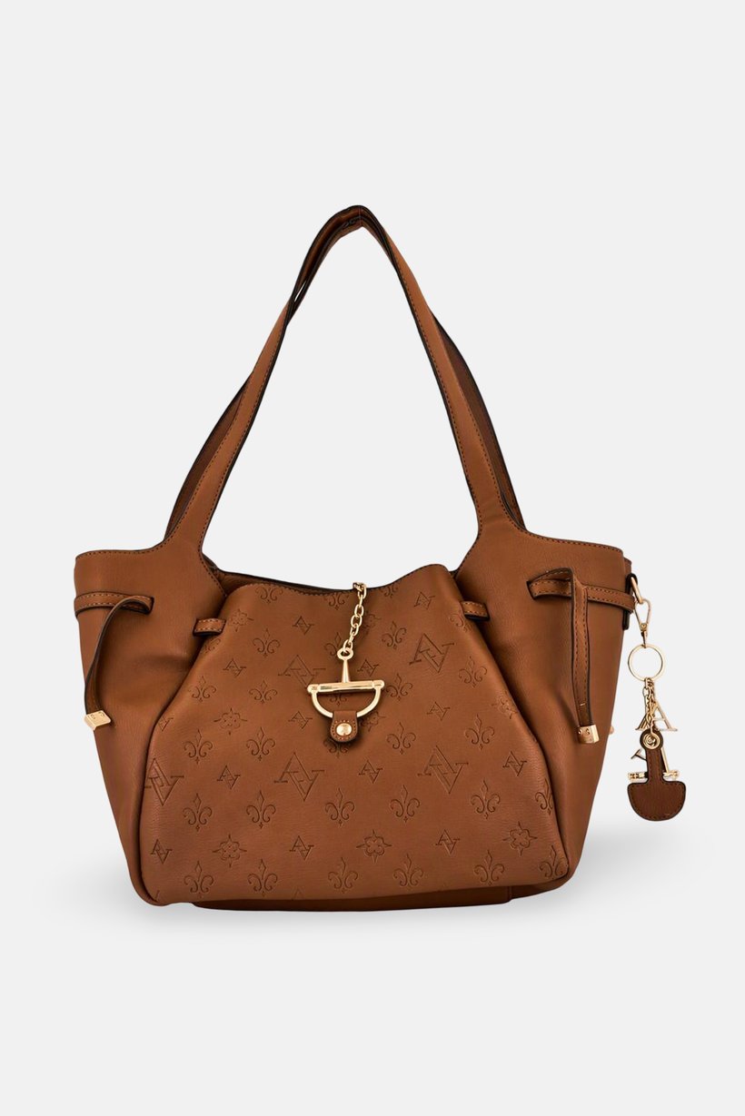 Women Allover Print Tote Bag, Brown