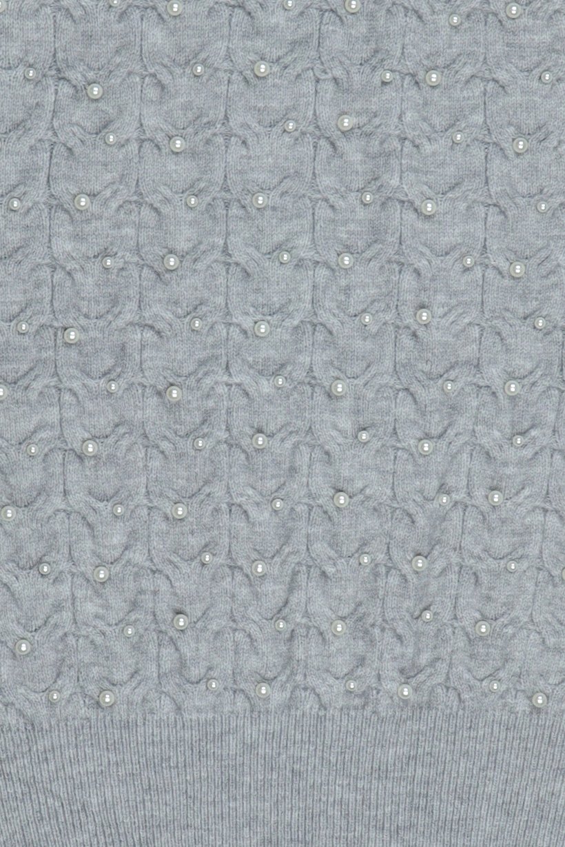Women Crew Neck Textured Sweater, Grey