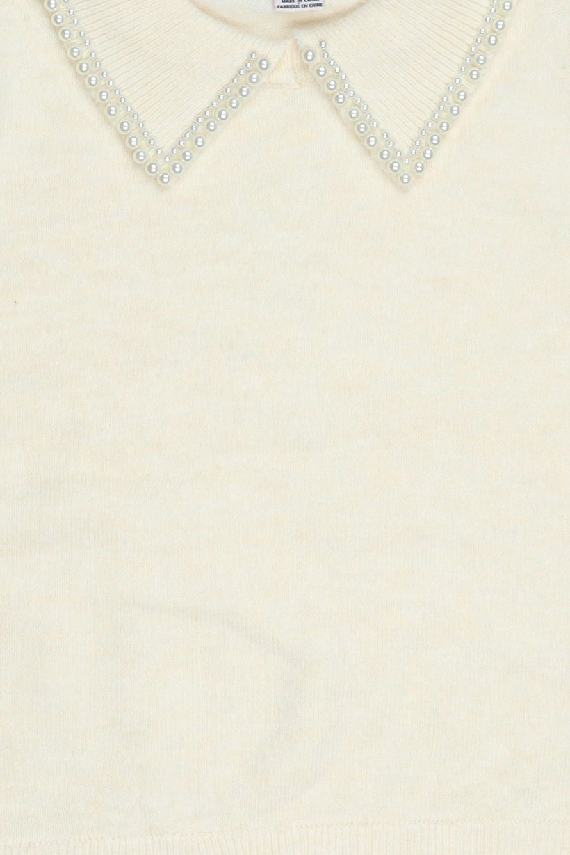 Women Peter Pan Collar Knitted Sweater, Cream