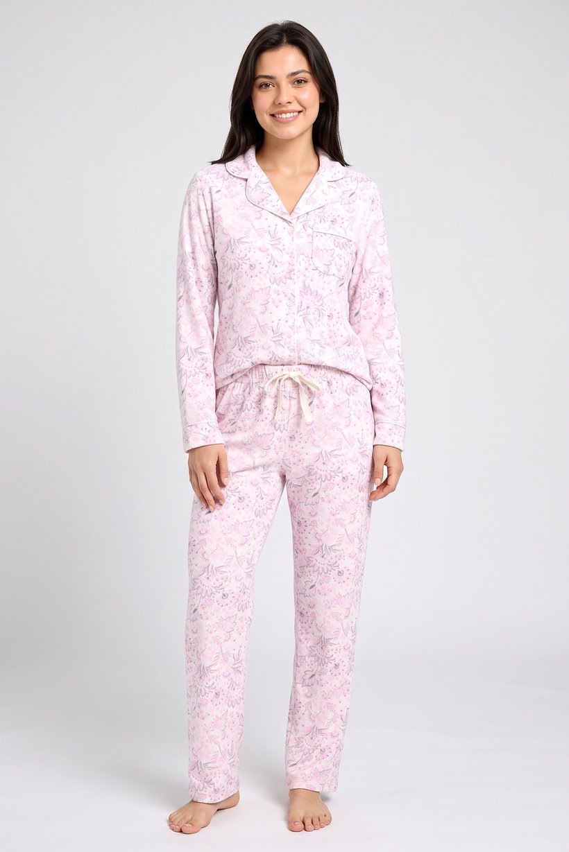 Women 2 Pieces Floral Print Long Sleeve Top And Pyjama Pants Set, Multicolor