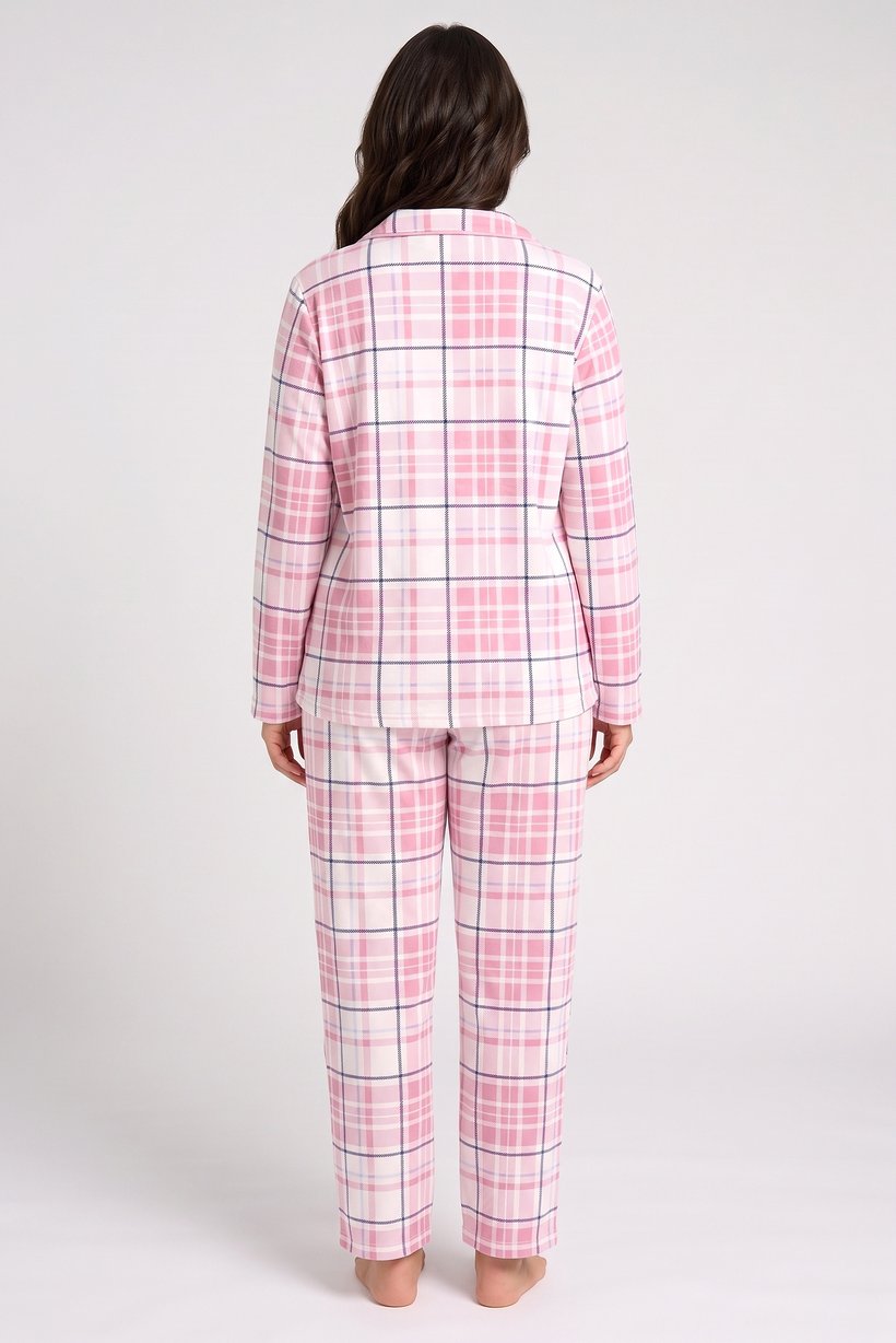 Women Plaid Long Sleeve Top And Pants Sleepwear Set, Multicolor