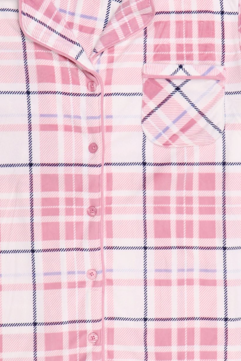 Women Plaid Long Sleeve Top And Pants Sleepwear Set, Multicolor