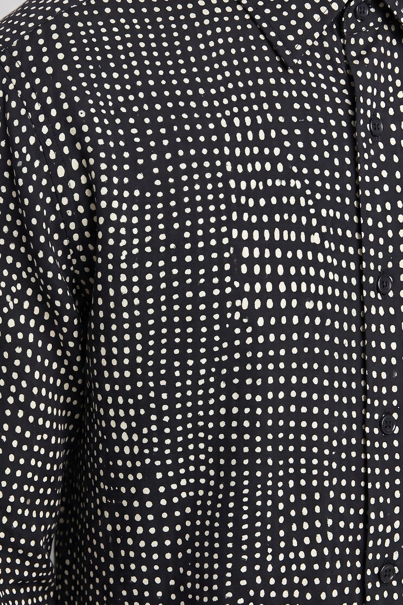 Men Regular Fit  Long Sleeve Polka Dots Dress Shirts, Black