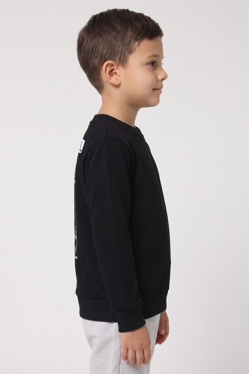 Kids Boy Long Sleeve Graphic Print Sweatshirt, Black